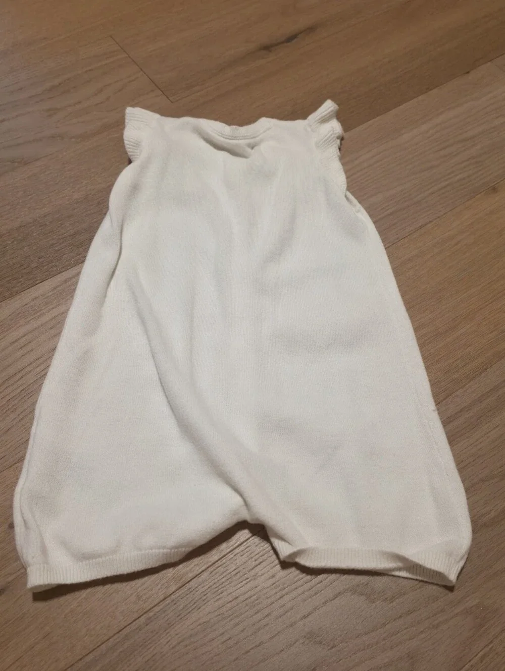 H&M Cream Knit Sleeper Romper with Ruffle Sleeves